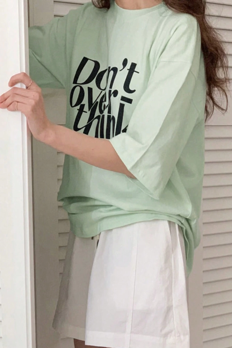 DAZY Slogan Grafik Düşük Omuz Tişört