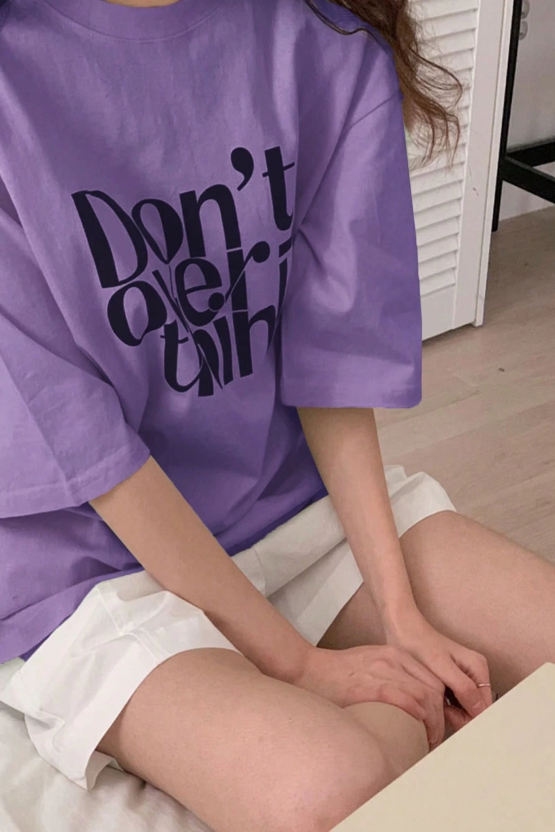 DAZY Slogan Grafik Düşük Omuz Tişört