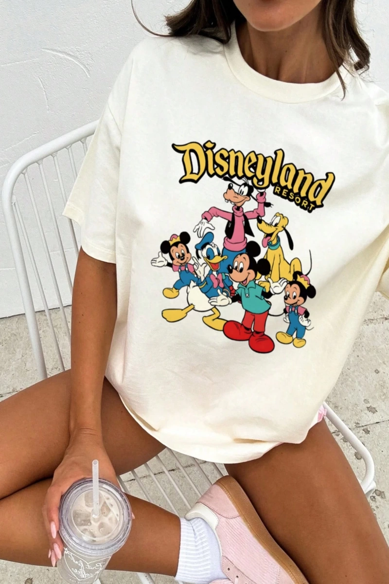 DAZY TOM AND JERRY X DAZY Yuvarlak Yaka Bol Kesim Uzun Kollu Tişört Kadınlar İçin