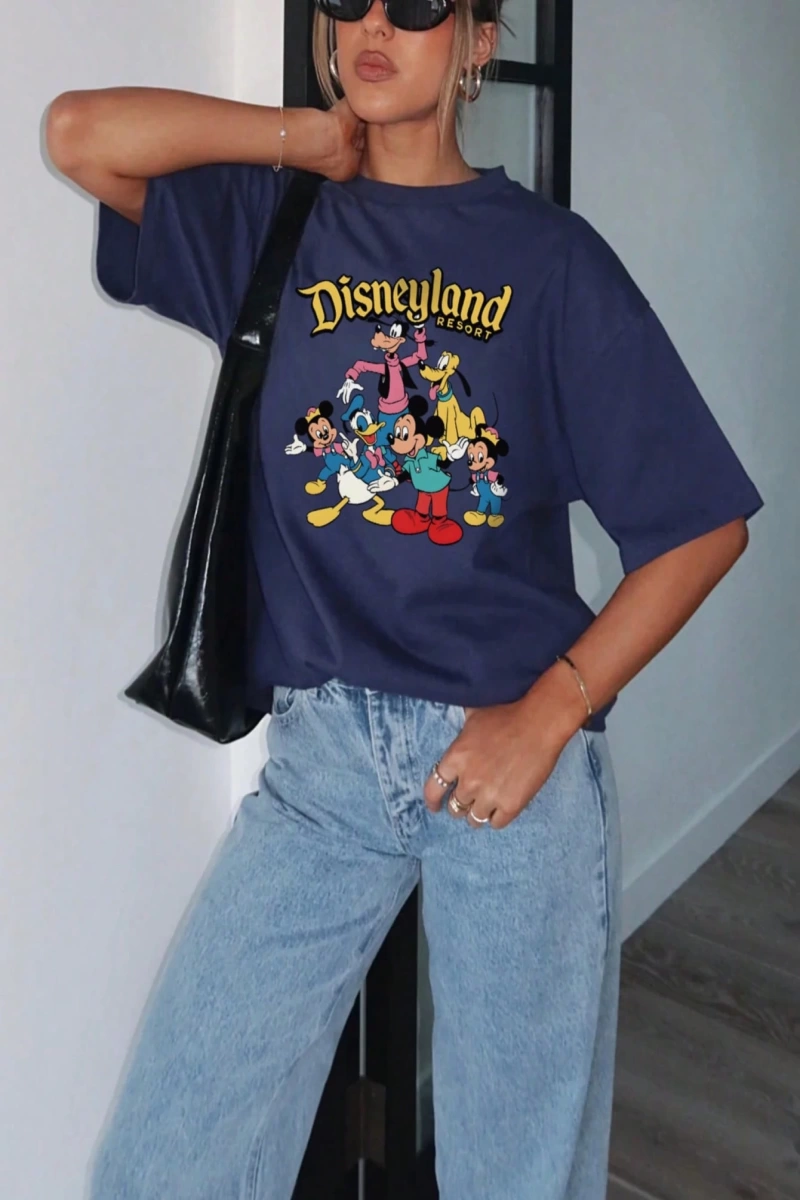 DAZY TOM AND JERRY X DAZY Yuvarlak Yaka Bol Kesim Uzun Kollu Tişört Kadınlar İçin