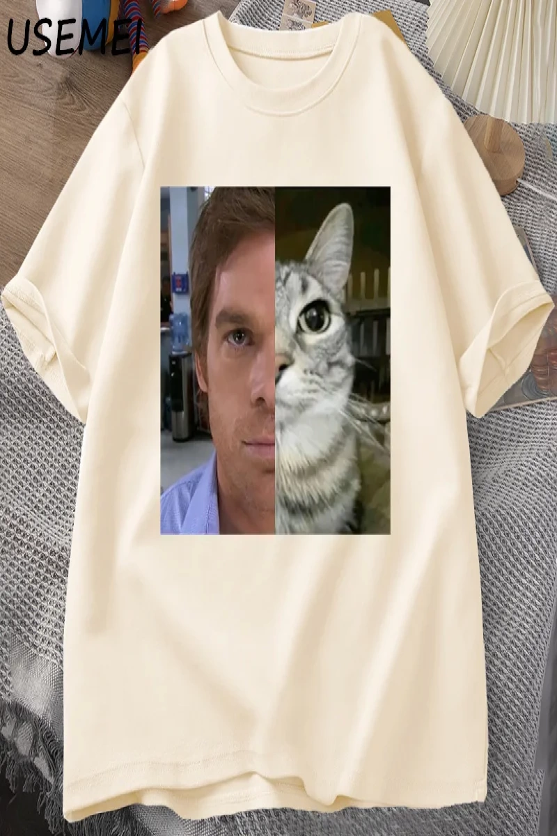 Dexter Morgan Kedi T-shirt Komik Pamuk Kısa Kollu O Boyun Tshirt Unisex Streetwear Erkek Giys 2802