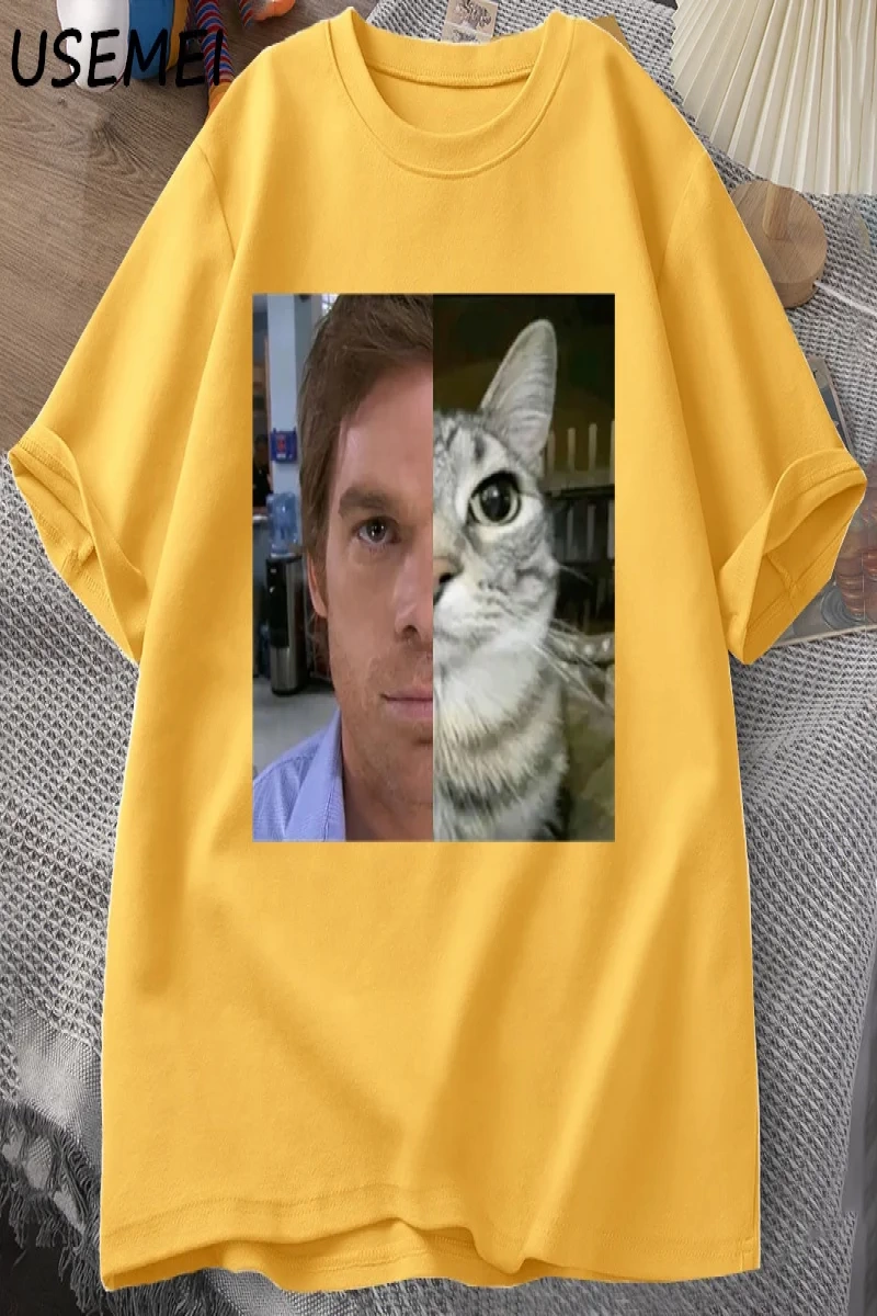 Dexter Morgan Kedi T-shirt Komik Pamuk Kısa Kollu O Boyun Tshirt Unisex Streetwear Erkek Giys 2802