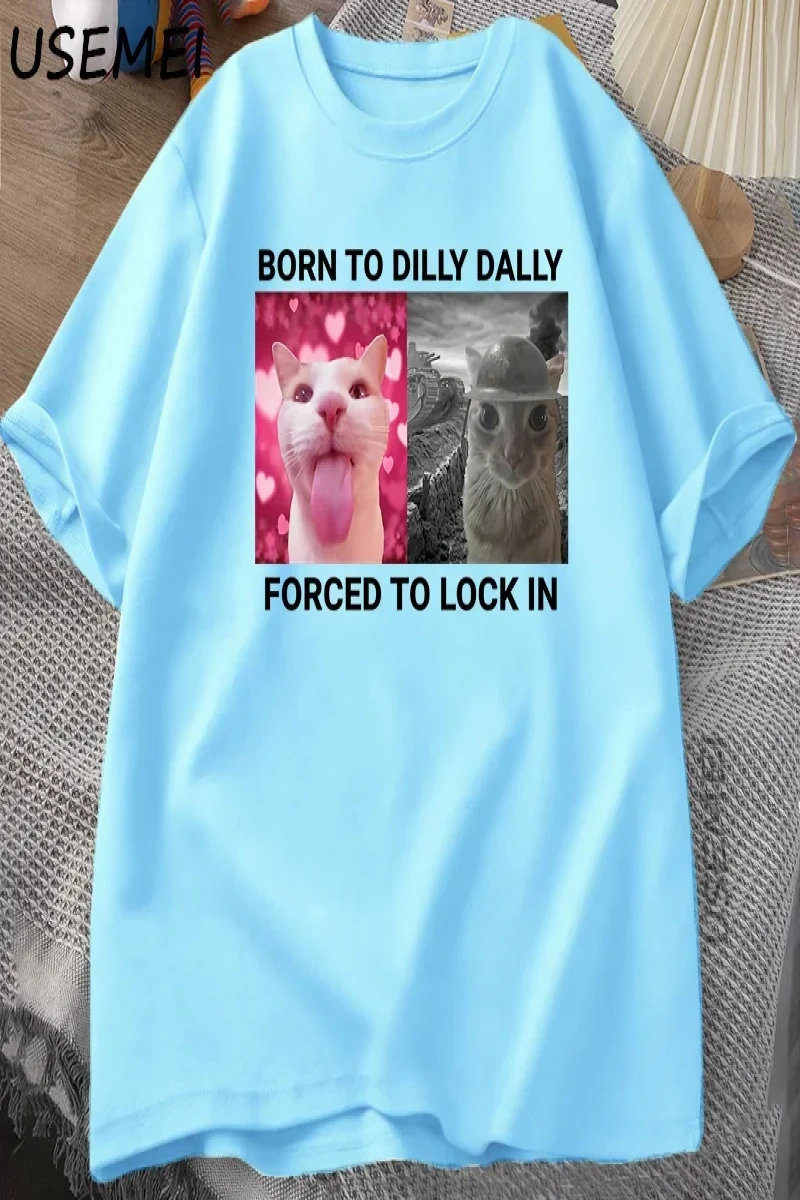 Dilly Dallyyi Kilitlemek İçin Zorlanmış Kedi Komik Grafik T Shirt Öfke Tüketen Kedi Erkek Ka 2906