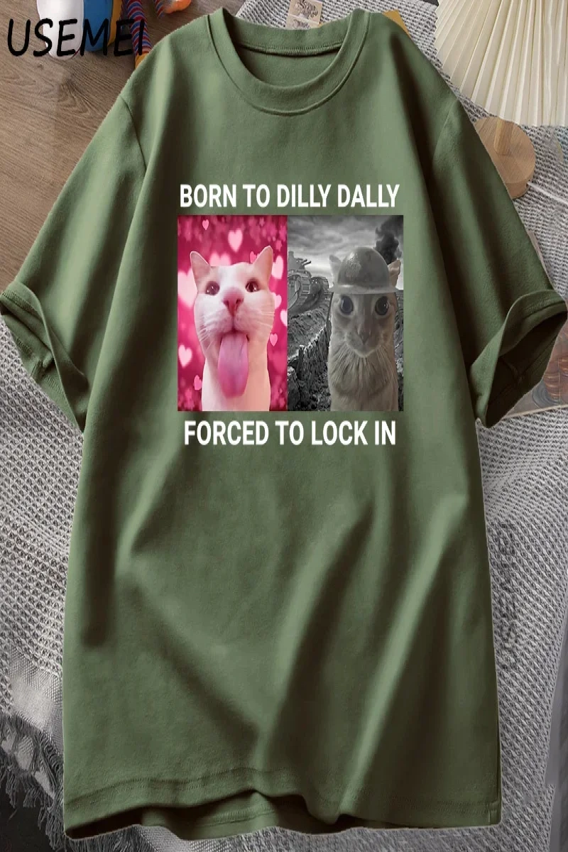 Dilly Dallyyi Kilitlemek İçin Zorlanmış Kedi Komik Grafik T Shirt Öfke Tüketen Kedi Erkek Ka 2906