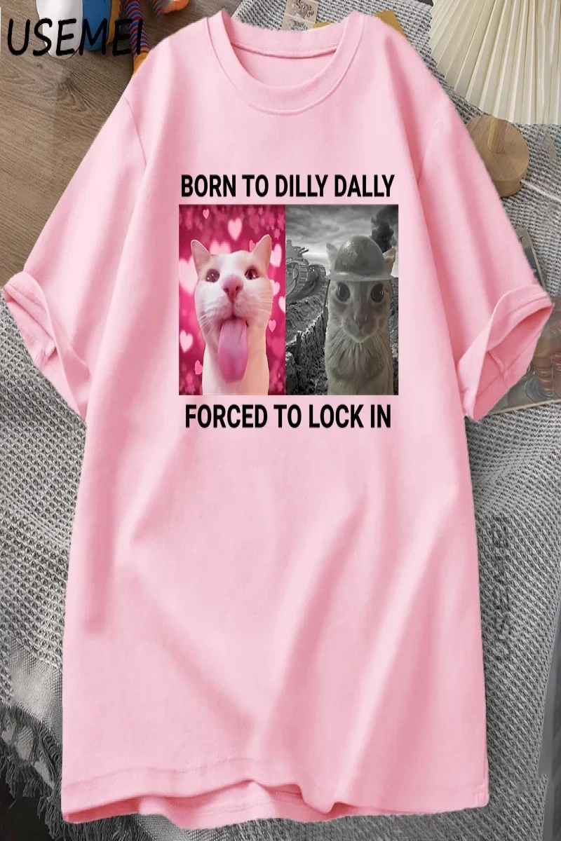 Dilly Dallyyi Kilitlemek İçin Zorlanmış Kedi Komik Grafik T Shirt Öfke Tüketen Kedi Erkek Ka 2906