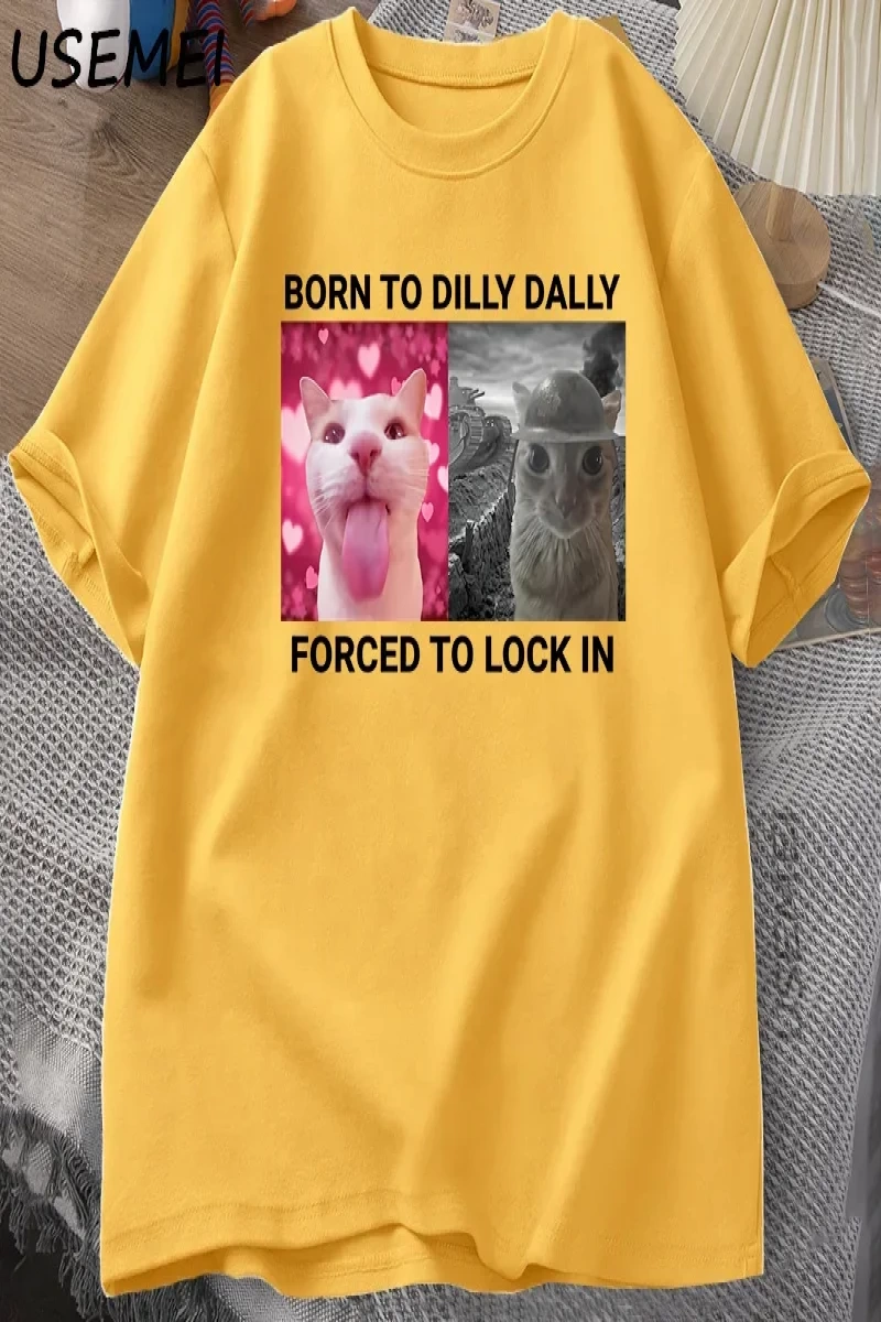 Dilly Dallyyi Kilitlemek İçin Zorlanmış Kedi Komik Grafik T Shirt Öfke Tüketen Kedi Erkek Ka 2906