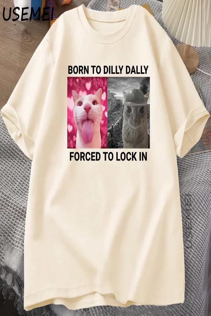 Dilly Dallyyi Kilitlemek İçin Zorlanmış Kedi Komik Grafik T Shirt Öfke Tüketen Kedi Erkek Ka 2906