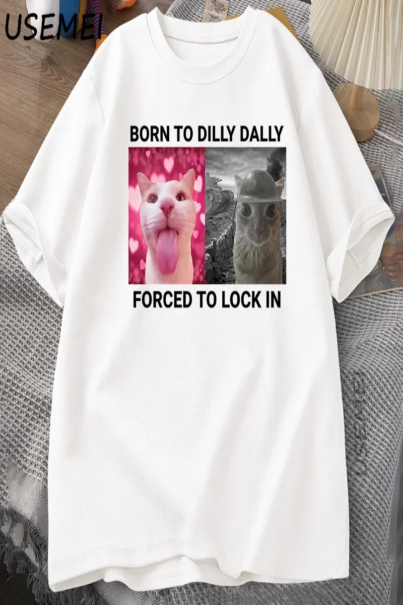 Dilly Dallyyi Kilitlemek İçin Zorlanmış Kedi Komik Grafik T Shirt Öfke Tüketen Kedi Erkek Ka 2906