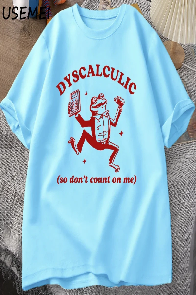 Discalculic yani bana güvenmeyin T-shirt erkekler komik discalculia kurbağa T Shirt aptal Vin 3080