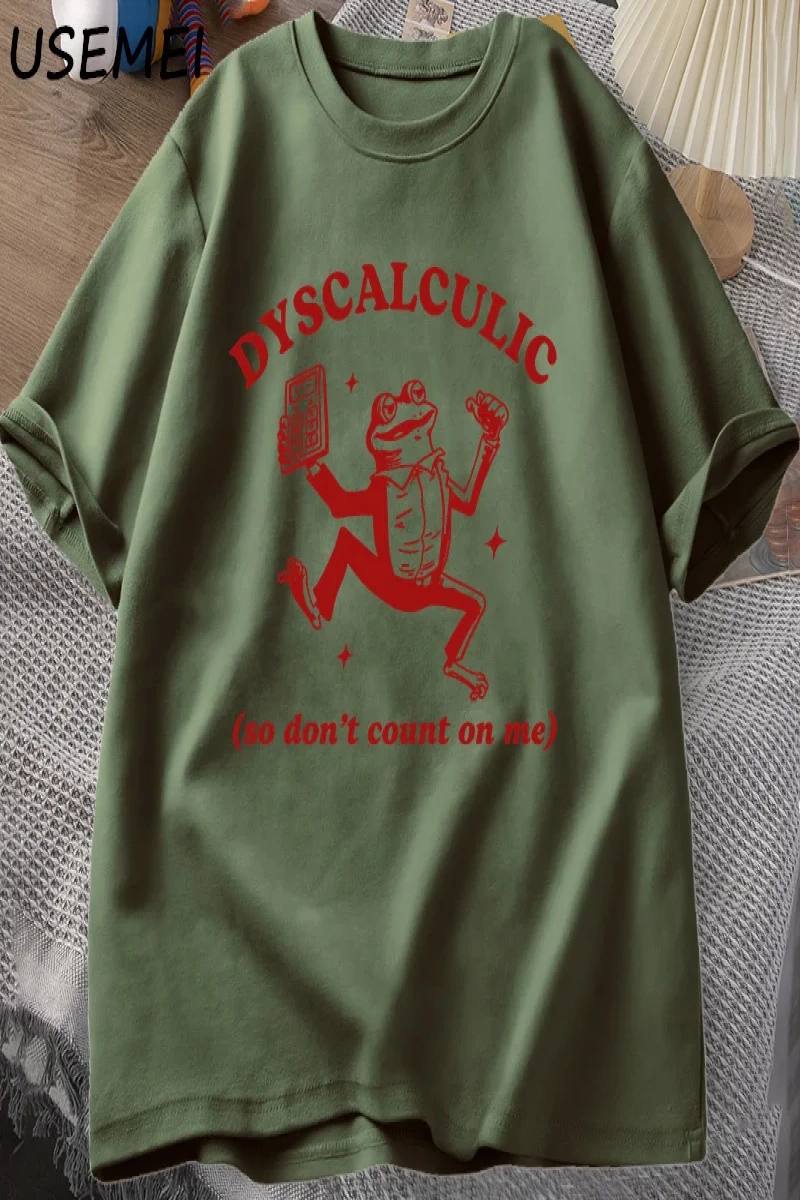 Discalculic yani bana güvenmeyin T-shirt erkekler komik discalculia kurbağa T Shirt aptal Vin 3080
