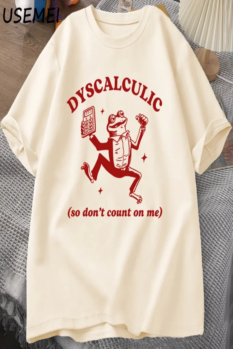 Discalculic yani bana güvenmeyin T-shirt erkekler komik discalculia kurbağa T Shirt aptal Vin 3080