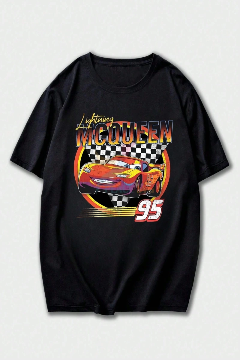 Disney Disney Cars McQueen Karikatür Baskılı Erkek Günlük Kısa Kollu Tişört, Yaz