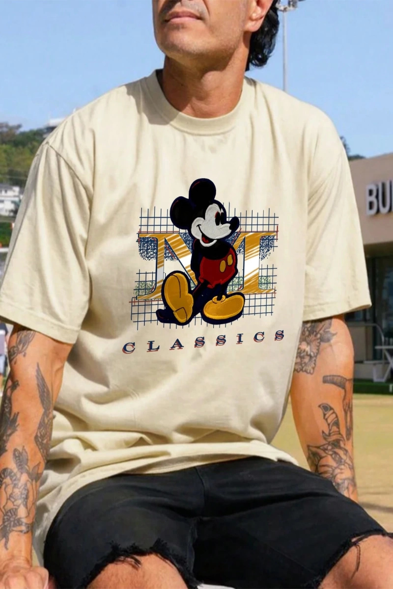 Disney Disney Collab Mickey Mouse Çizgi Film Baskılı Kısa Kollu Tişört, Erkek Günlük Yaz