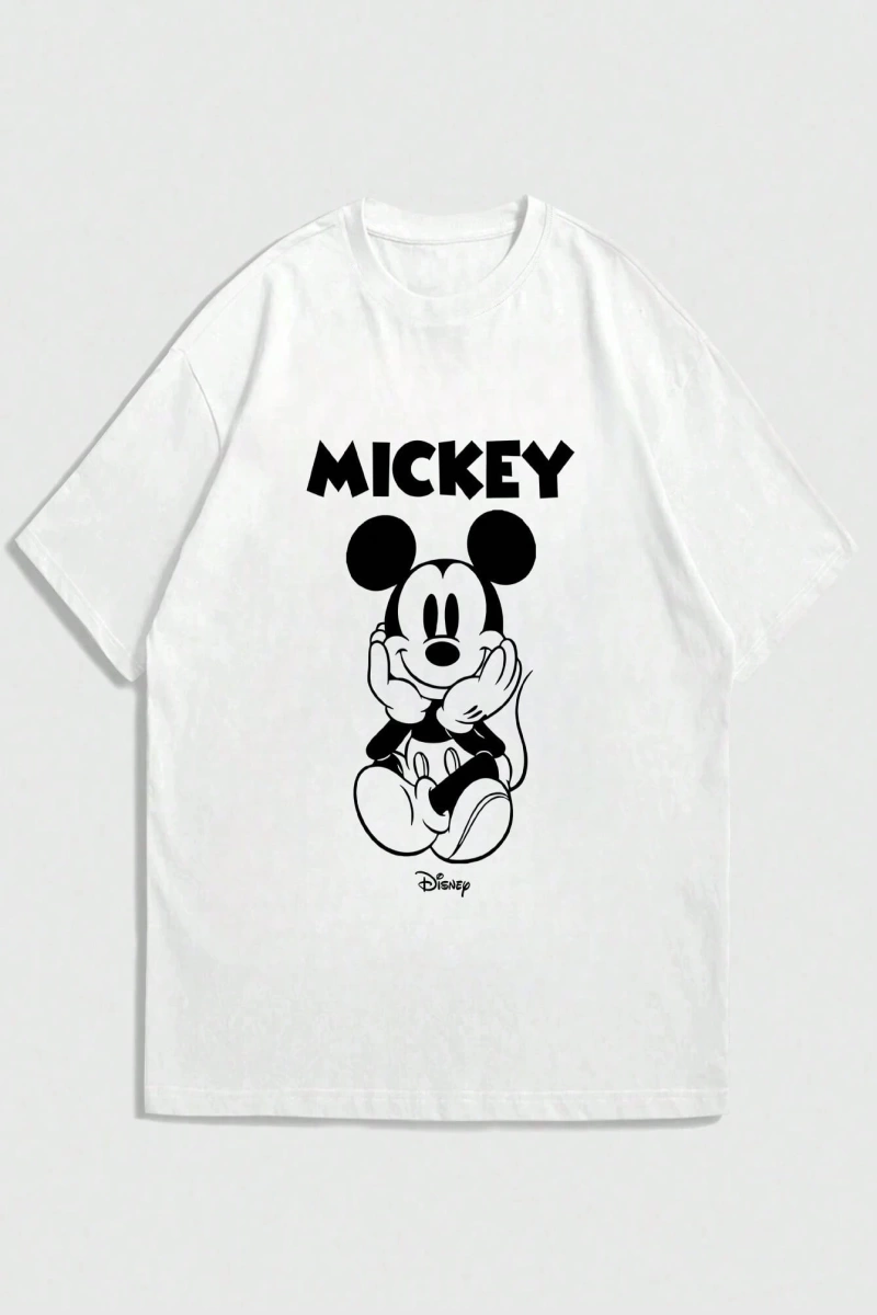 Disney Disney Collab Mickey Mouse Çizgi Film Baskılı Kısa Kollu Tişört, Erkek Günlük Yaz