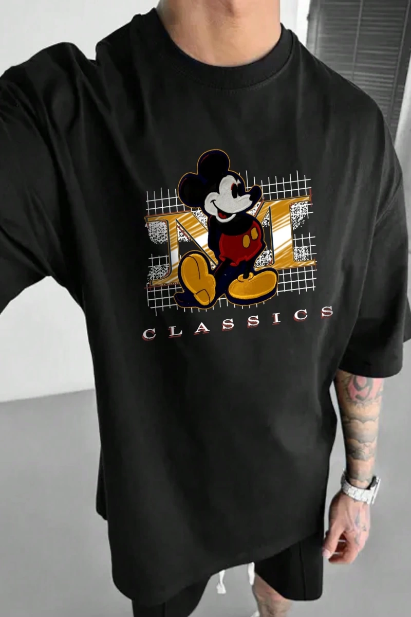 Disney Disney Collab Mickey Mouse Çizgi Film Baskılı Kısa Kollu Tişört, Erkek Günlük Yaz