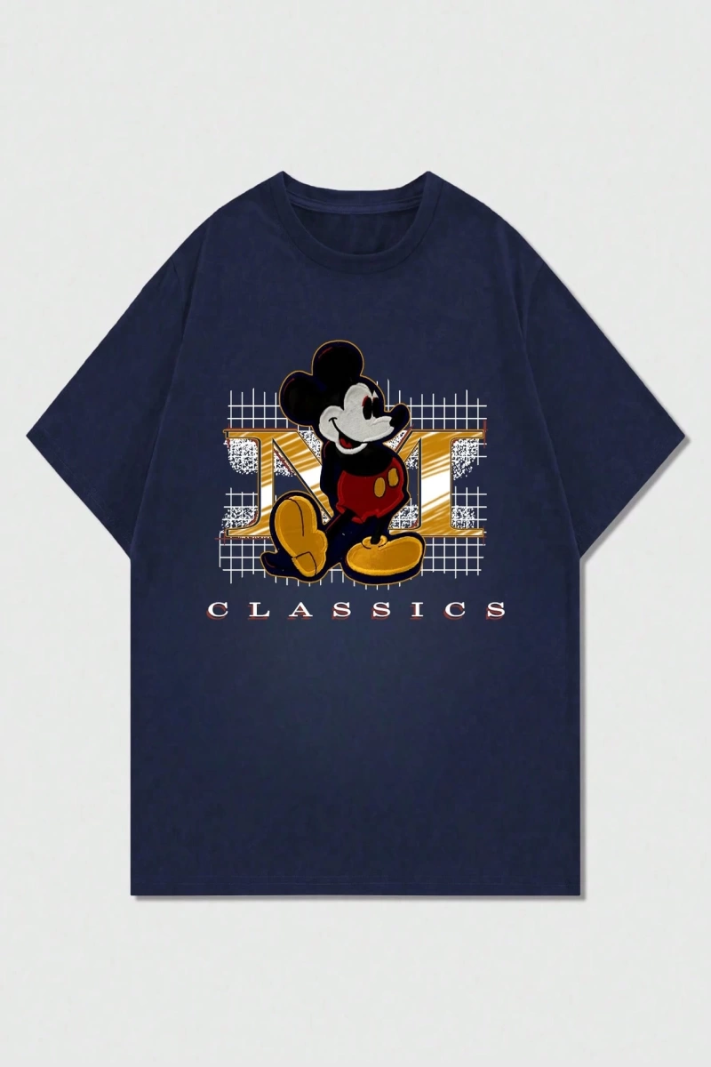 Disney Disney Collab Mickey Mouse Çizgi Film Baskılı Kısa Kollu Tişört, Erkek Günlük Yaz