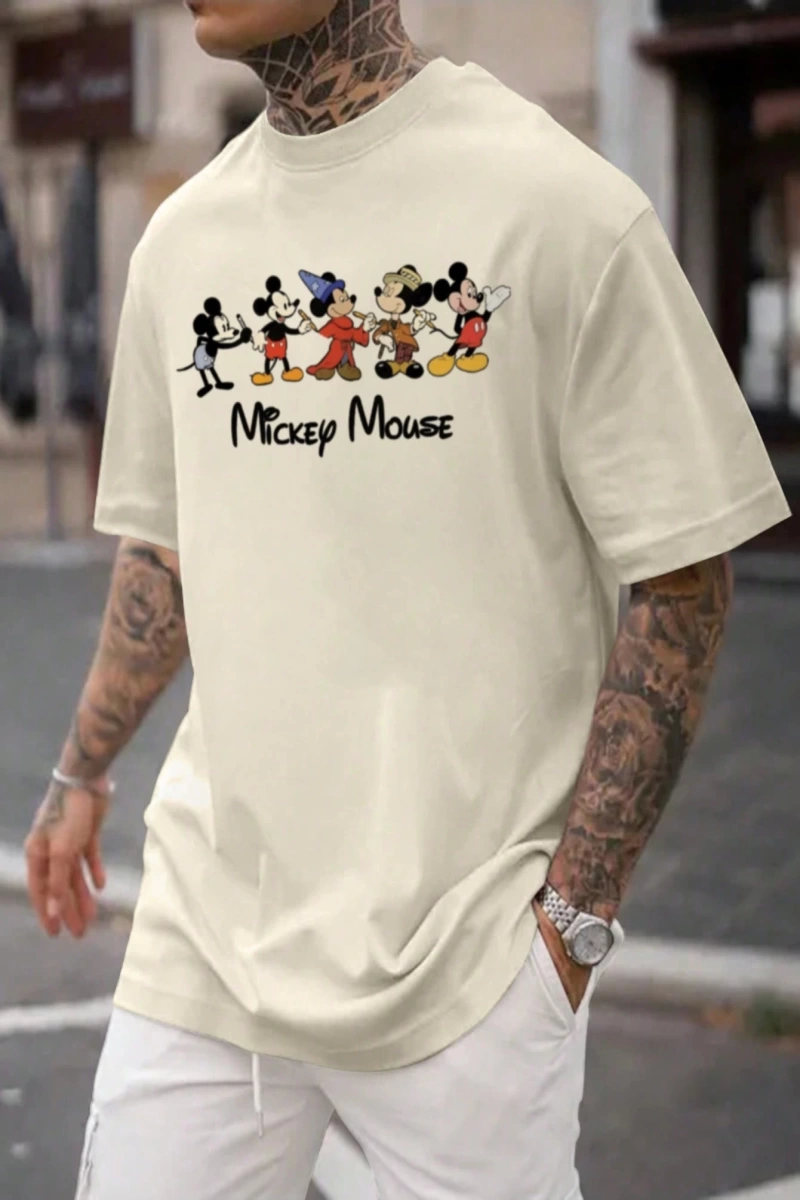 Disney Disney Collab Mickey Mouse & Friends Çizgi Film Baskılı Rahat Kısa Kollu Tişört Erkekl