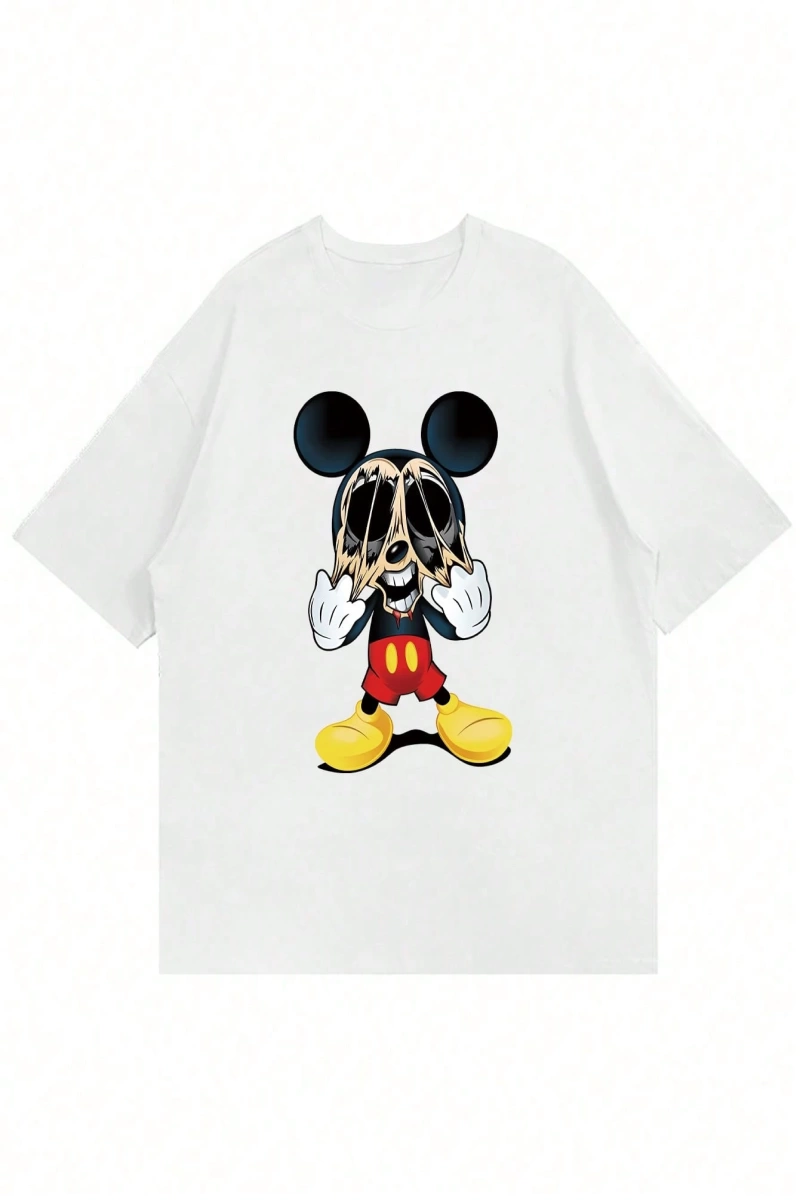Disney Disney Collab Mickey Mouse Yaz Erkek Günlük Karikatür Baskılı Kısa Kollu Tişört