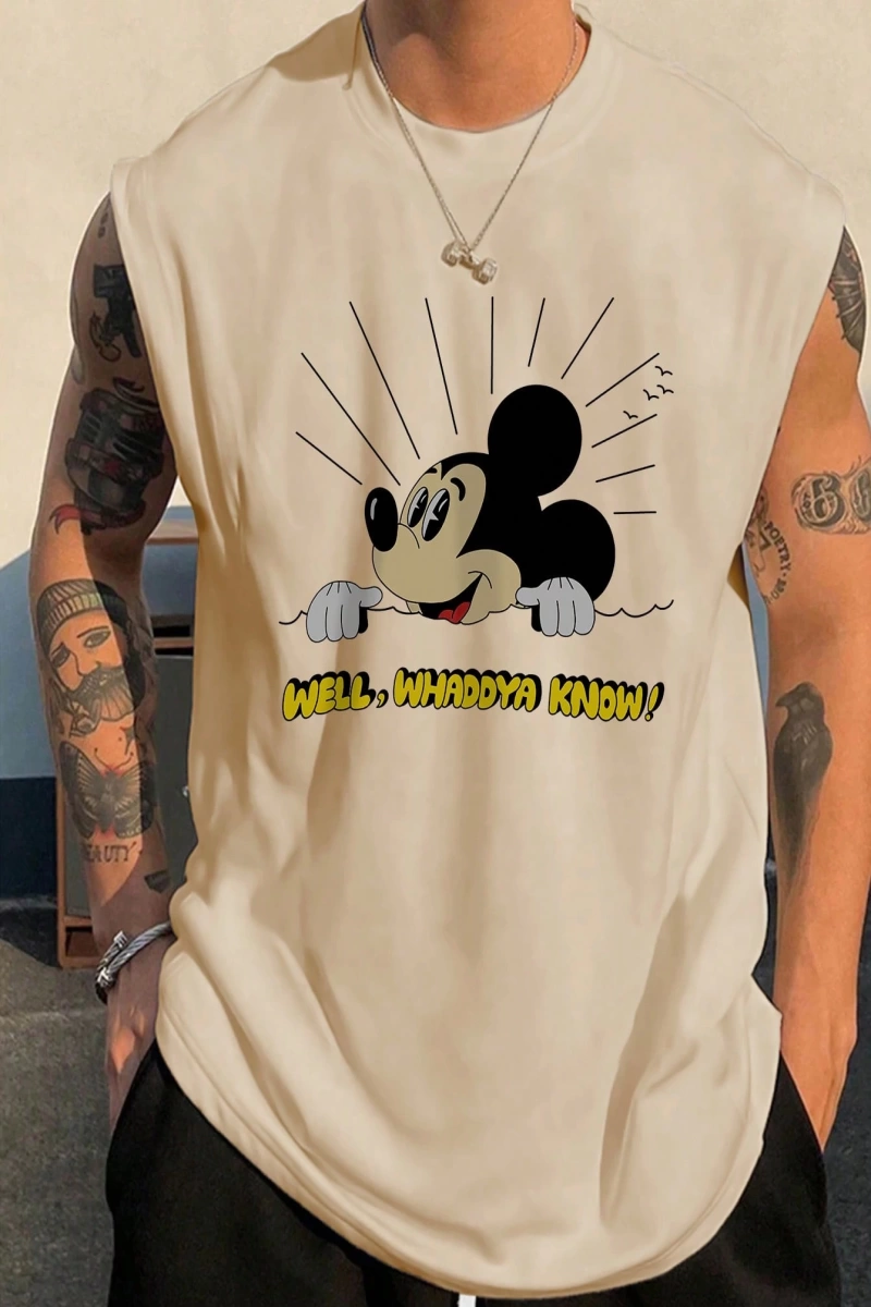 Disney Disney İşbirliği Mickey Mouse Ve Arkadaşları Erkek Rahat Karikatür Baskılı Kısa Kollu