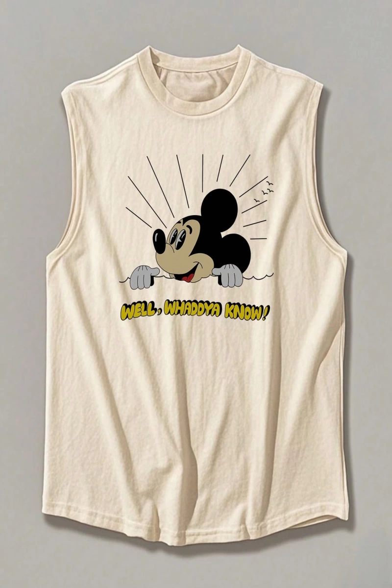 Disney Disney İşbirliği Mickey Mouse Ve Arkadaşları Erkek Rahat Karikatür Baskılı Kısa Kollu