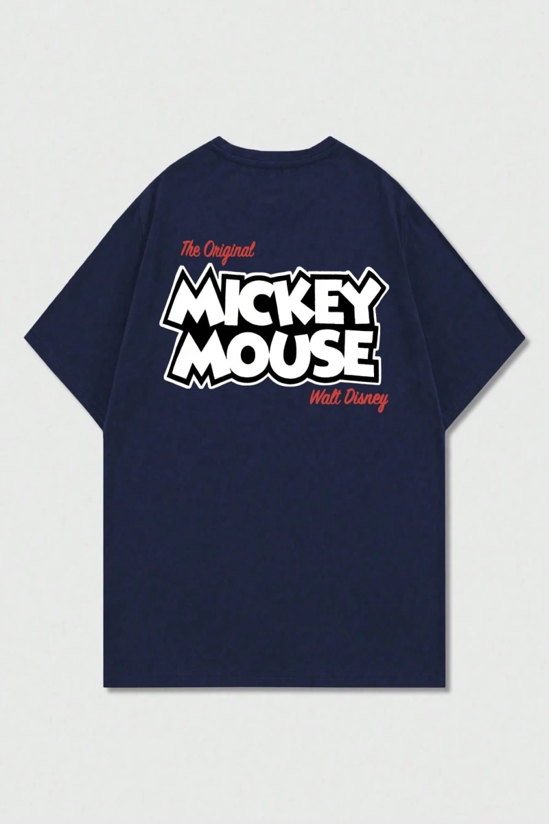 Disney Disney Mickey Mouse İşbirliği Erkek Rahat Yaz Karikatür Baskılı Kısa Kollu Tişört