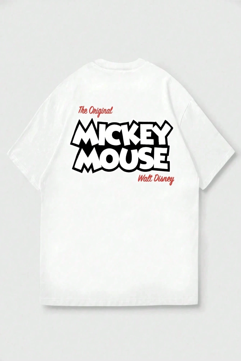 Disney Disney Mickey Mouse İşbirliği Erkek Rahat Yaz Karikatür Baskılı Kısa Kollu Tişört