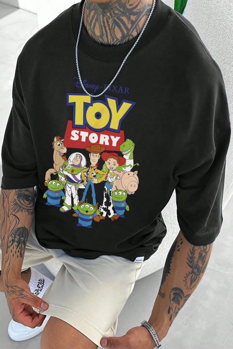 Disney Disney Monsters University Collab Erkek Günlük Karikatür Baskılı Kısa Kollu Tişört, Ya