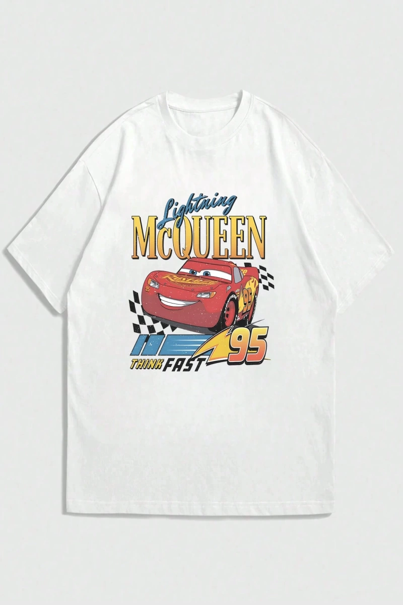 Disney Disney X Cars McQueen Erkek Günlük Karikatür Baskılı Kısa Kollu Tişört, Yaz