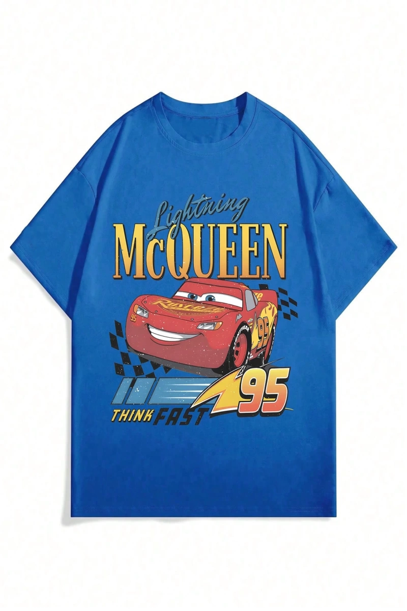 Disney Disney X Cars McQueen Erkek Günlük Karikatür Baskılı Kısa Kollu Tişört, Yaz