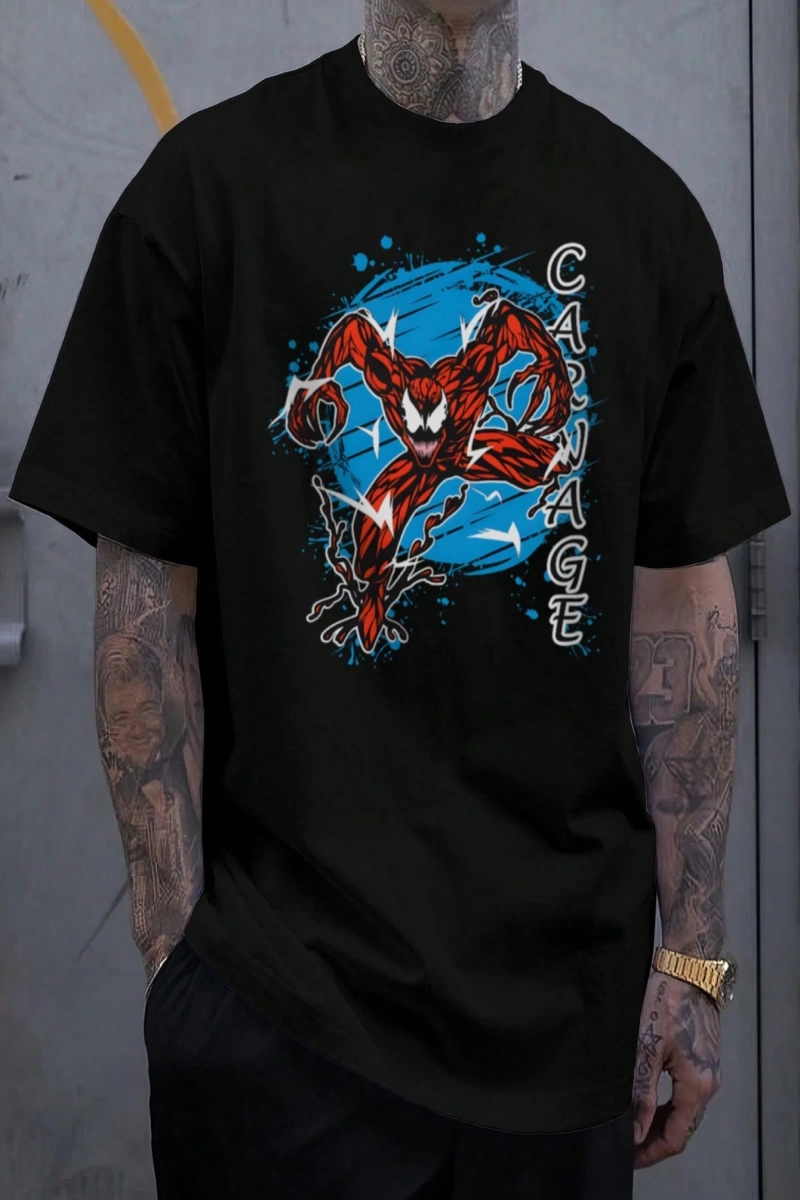 Disney Disney X Marvel Casual Erkek Karikatür Baskılı Kısa Kollu Tişört, Yaz