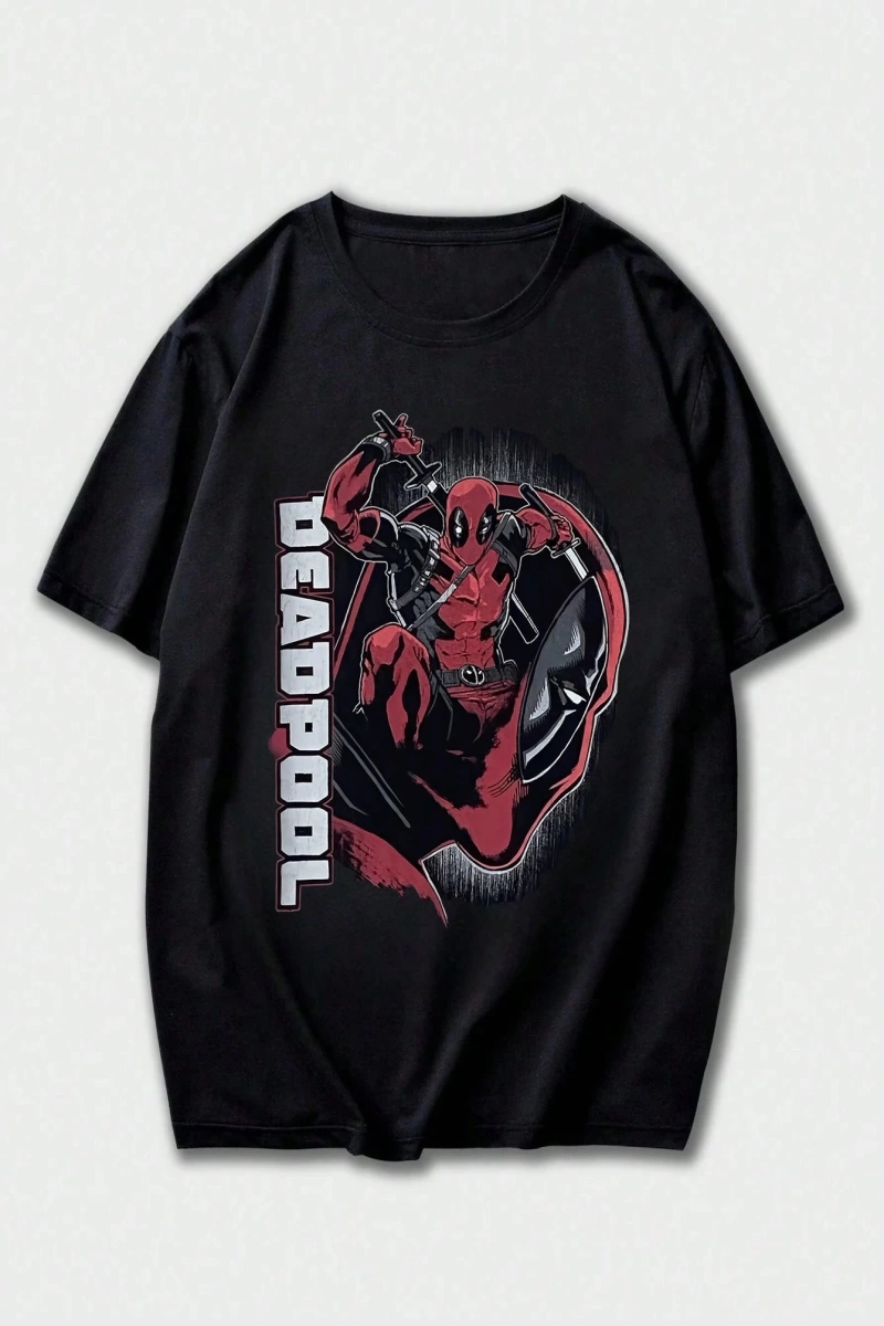 Disney Disney X Marvel Deadpool Çizgi Film Baskılı Erkek Günlük Yaz Kısa Kollu Tişört