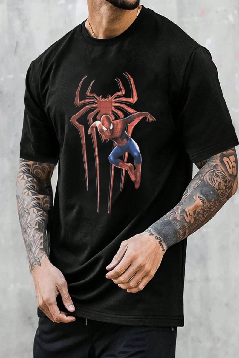 Disney Disney X Marvel SPIDER-MAN Erkek Günlük Karikatür Baskılı Kısa Kollu Tişört, Yaz