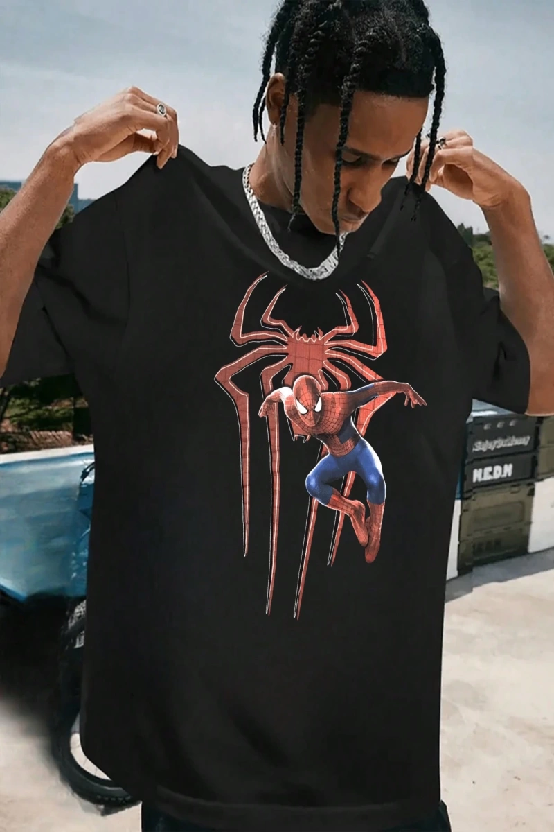 Disney Disney X Marvel SPIDER-MAN Erkek Günlük Karikatür Baskılı Kısa Kollu Tişört, Yaz