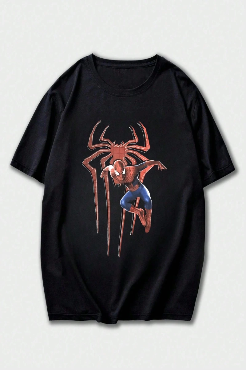 Disney Disney X Marvel SPIDER-MAN Erkek Günlük Karikatür Baskılı Kısa Kollu Tişört, Yaz