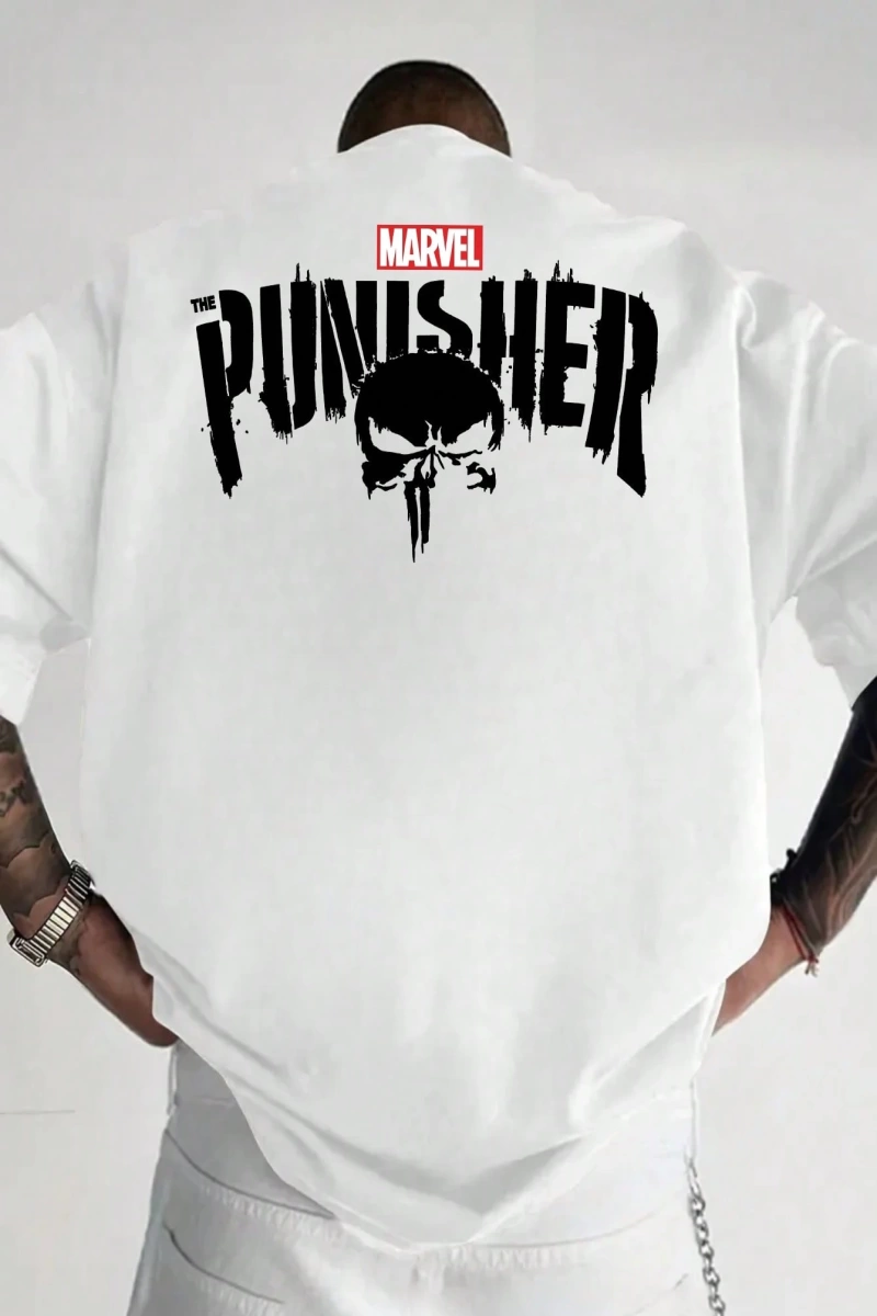 Disney Disney X Punisher Çizgi Film Baskılı Kısa Kollu Tişört, Rahat Yaz Erkek