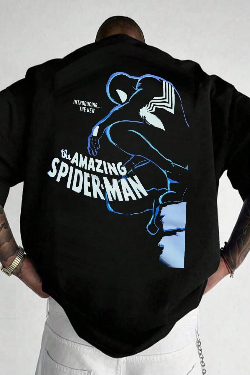 Disney Disney X Spider-Man Erkek Günlük Karikatür Baskılı Kısa Kollu Tişört, Yaz