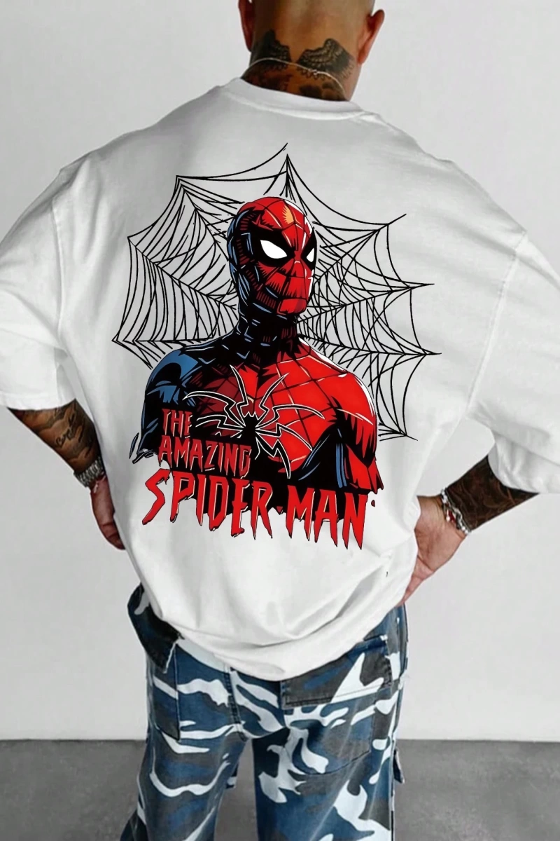 Disney Disney X Spider-Man Erkek Günlük Karikatür Baskılı Kısa Kollu Tişört, Yaz