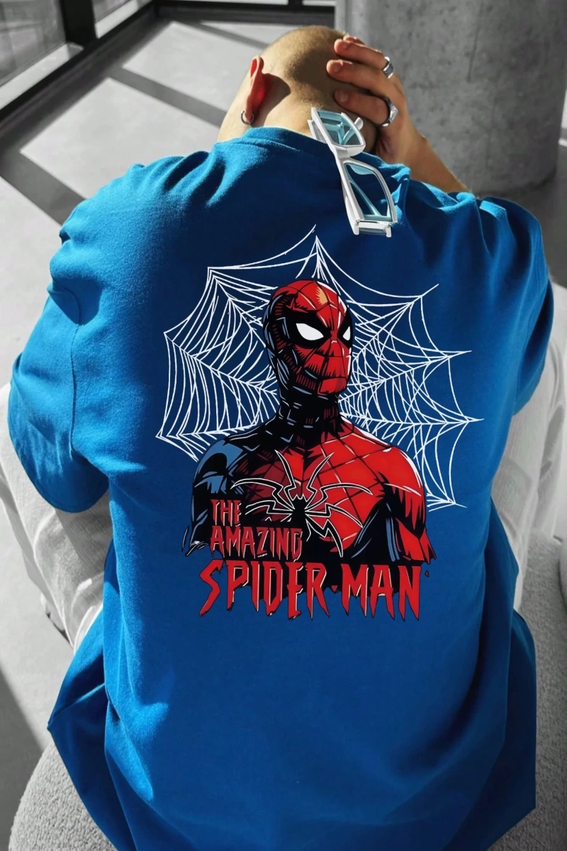 Disney Disney X Spider-Man Erkek Günlük Karikatür Baskılı Kısa Kollu Tişört, Yaz
