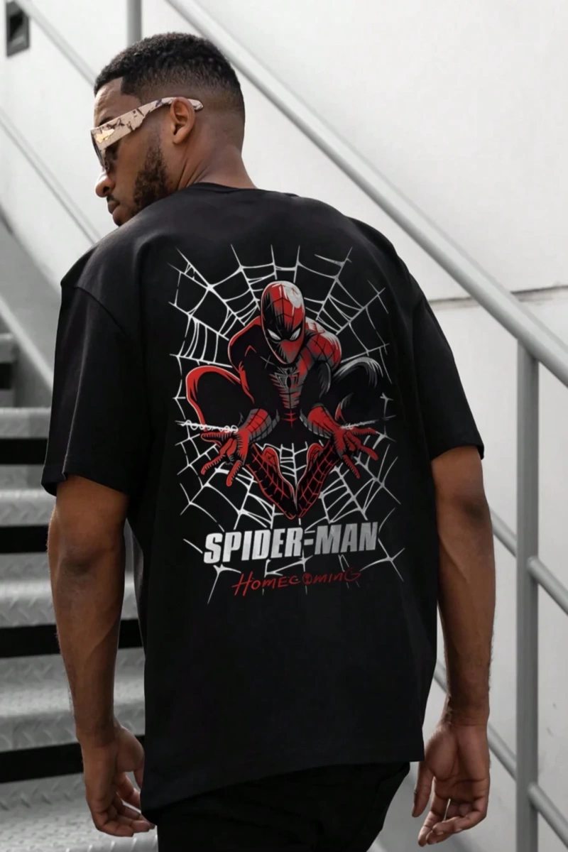 Disney Disney X Spider-Man Erkek Günlük Karikatür Baskılı Kısa Kollu Tişört, Yaz