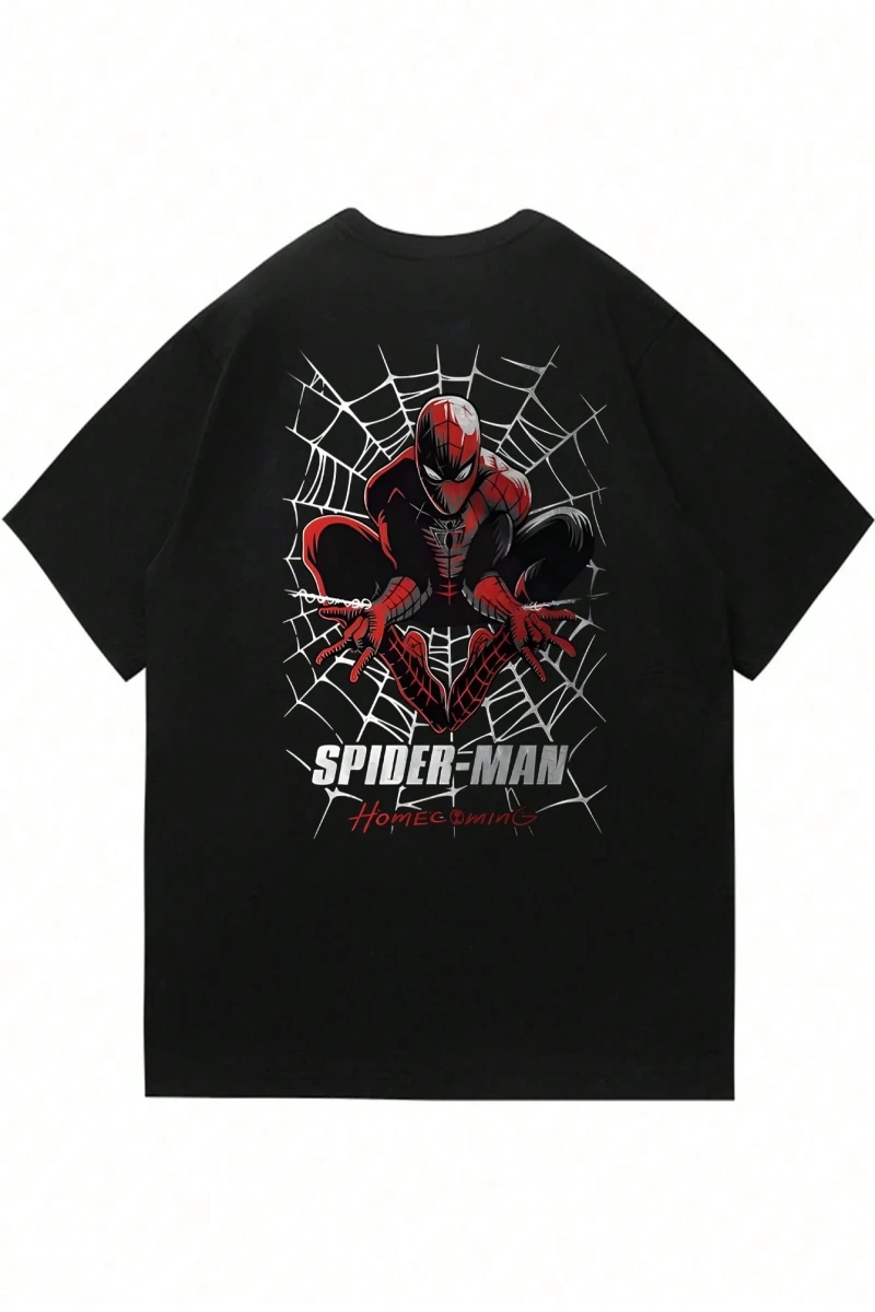 Disney Disney X Spider-Man Erkek Günlük Karikatür Baskılı Kısa Kollu Tişört, Yaz