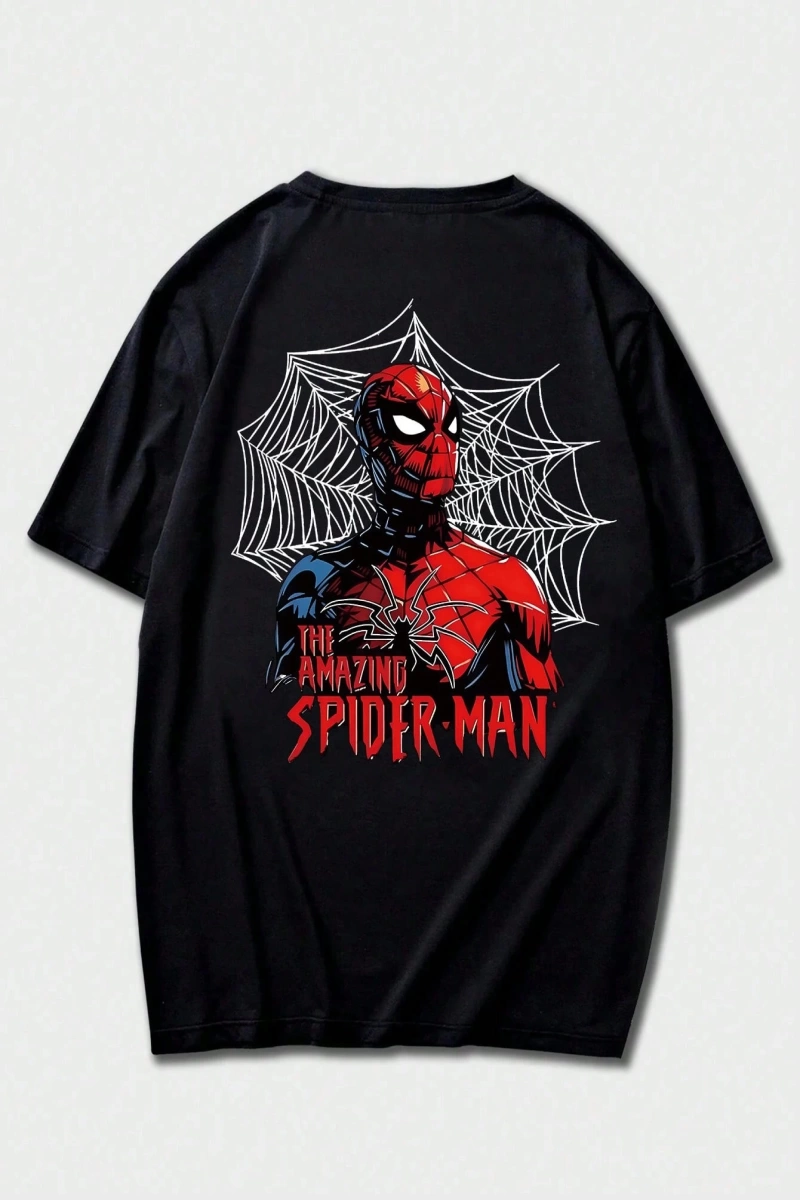 Disney Disney X Spider-Man Erkek Günlük Karikatür Baskılı Kısa Kollu Tişört, Yaz