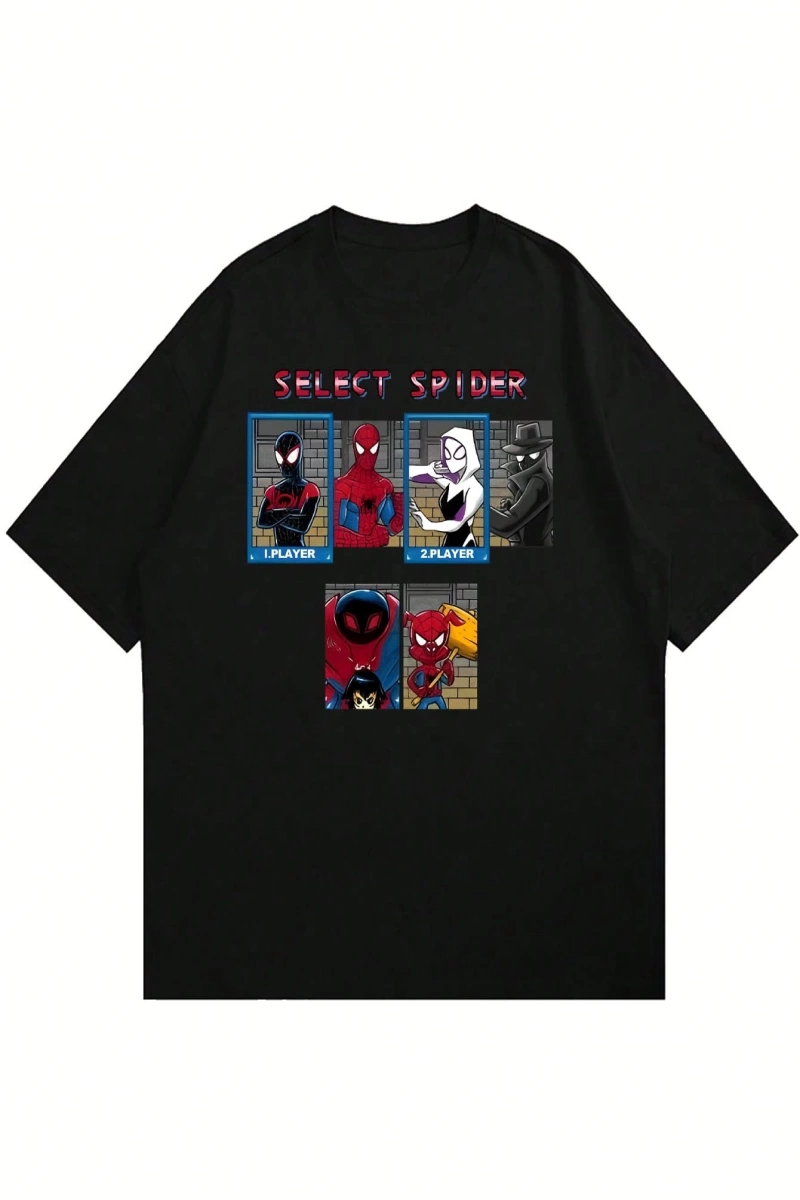 Disney Disney X Spider-Man Erkek Günlük Karikatür Baskılı Kısa Kollu Tişört, Yaz