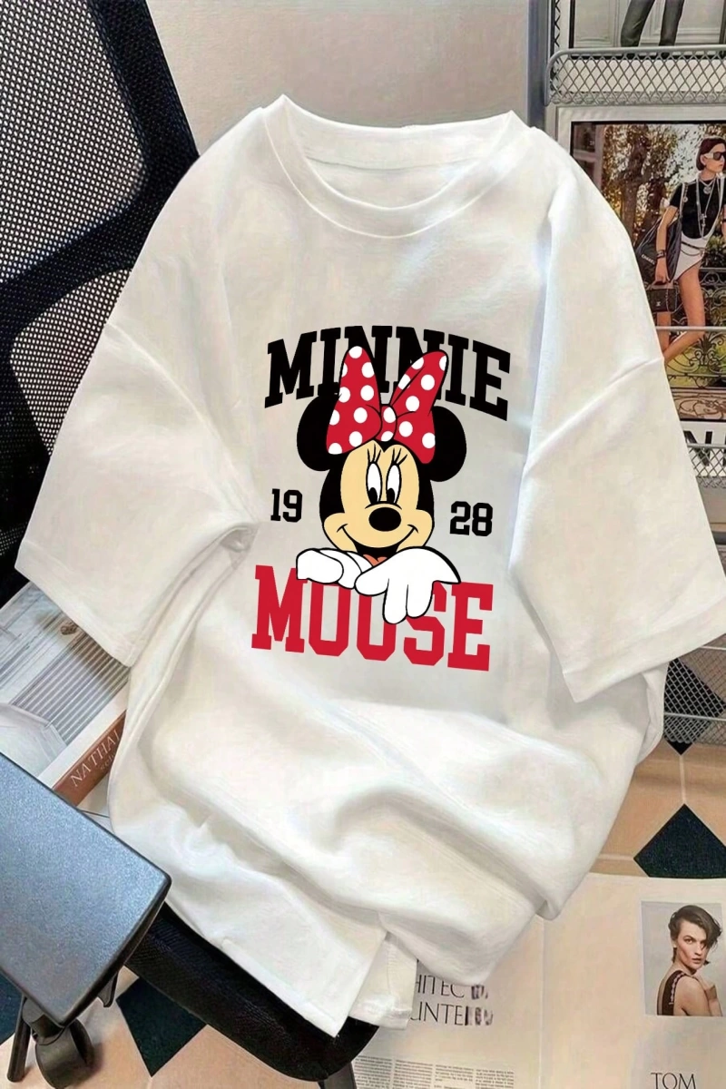 Disney  Kadın Yaz Basit Sevimli Disney Çizgi Film Karakteri Mickey Mous