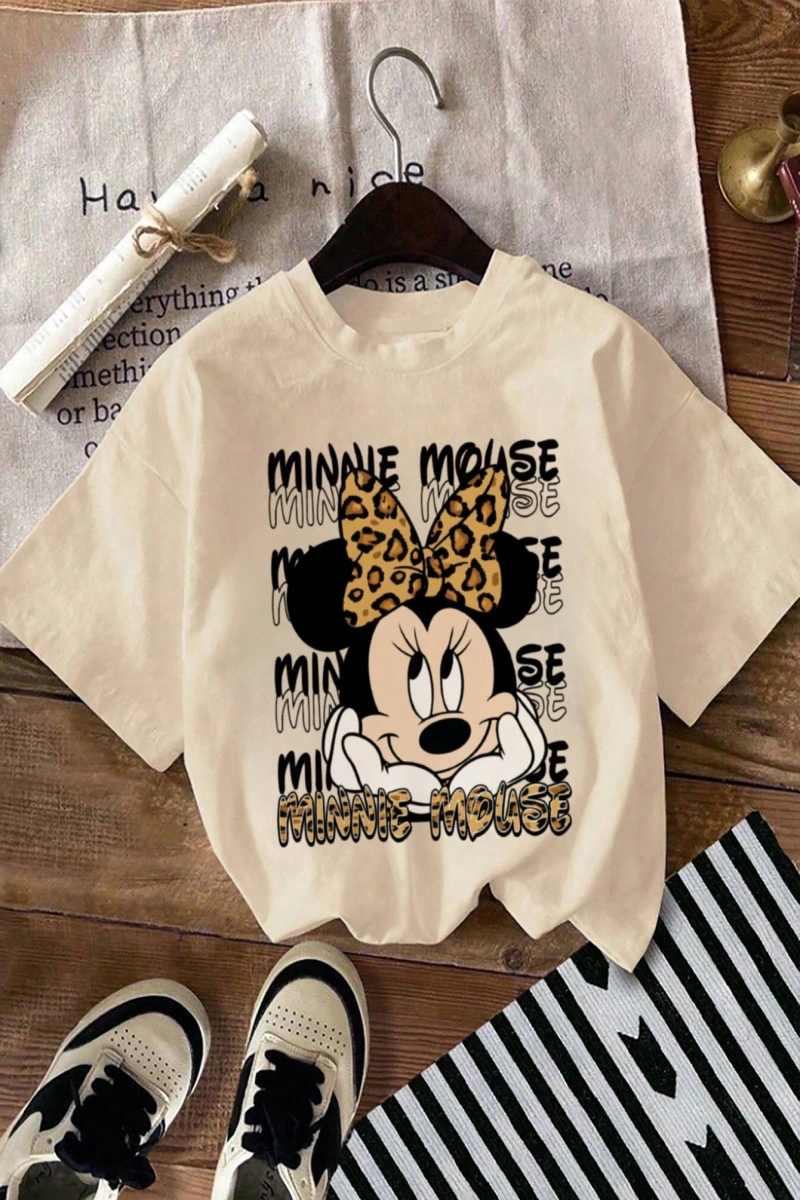 Disney Kadın Yaz Basit Sevimli Disney Çizgi Film Karakteri Minnie Bas