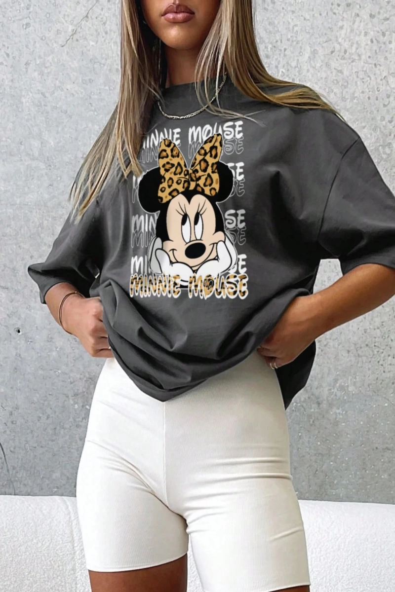 Disney Kadın Yaz Basit Sevimli Disney Çizgi Film Karakteri Minnie Bas
