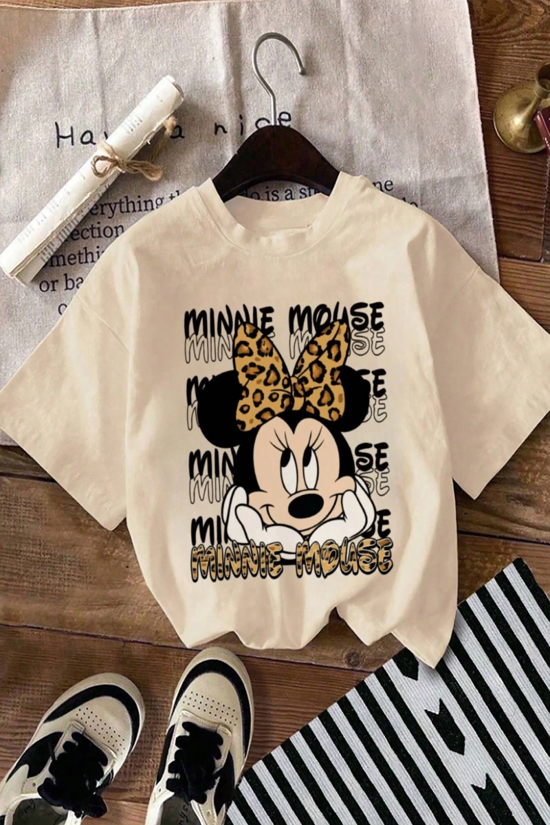 Disney Kadın Yaz Basit Sevimli Disney Çizgi Film Karakteri Minnie Bas