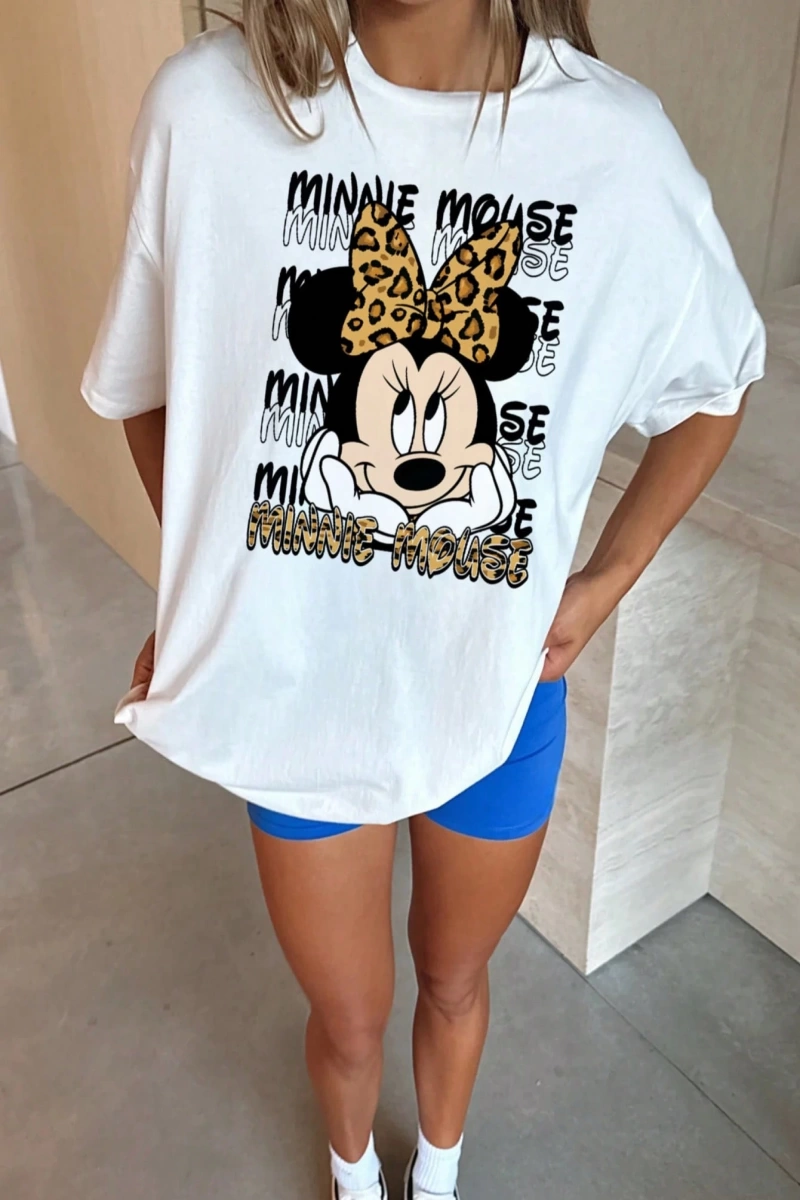 Disney Kadın Yaz Basit Sevimli Disney Çizgi Film Karakteri Minnie Bas