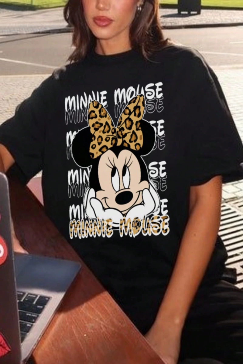Disney Kadın Yaz Basit Sevimli Disney Çizgi Film Karakteri Minnie Bas