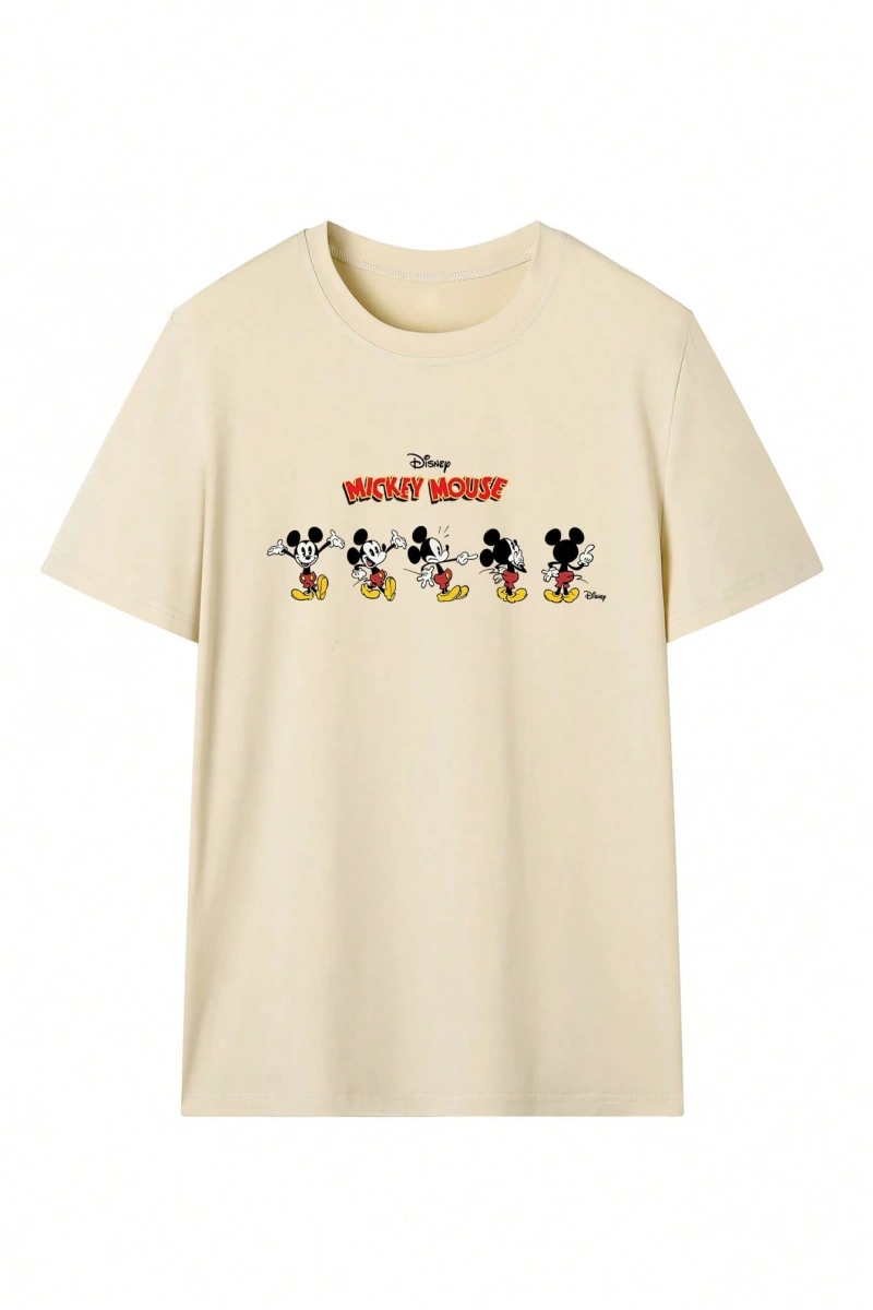 Disney  Kadın Yaz Basit Sevimli Disney Karikatür Mickey Mouse Baskılı R