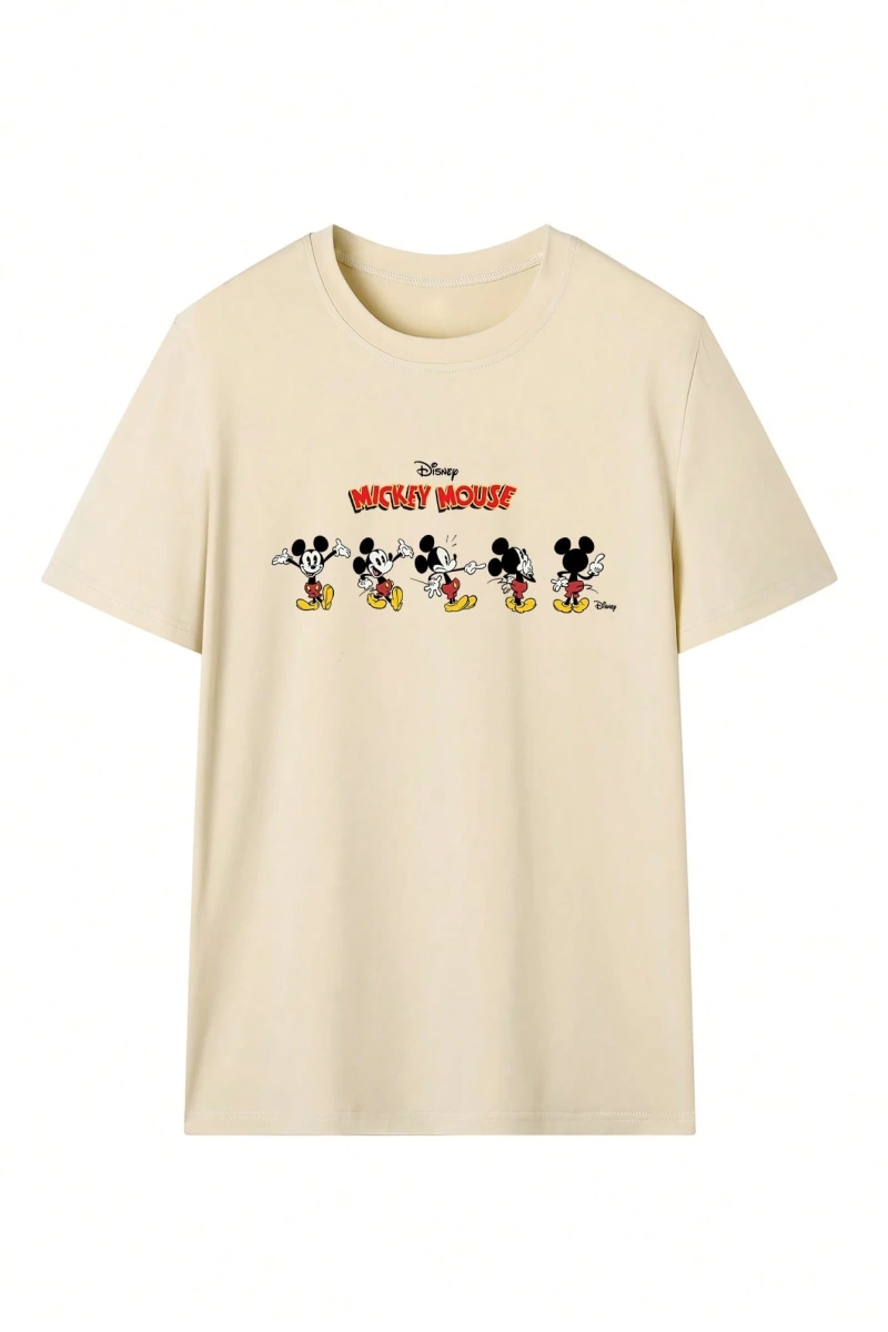Disney  Kadın Yaz Basit Sevimli Disney Karikatür Mickey Mouse Baskılı R